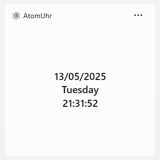 AtomicClock Windows widget showing date, weekday and time